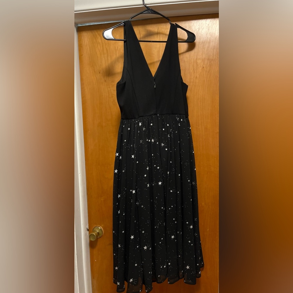 Torrid Midi Chiffon Silver Star Skater Dress size 14 NWT